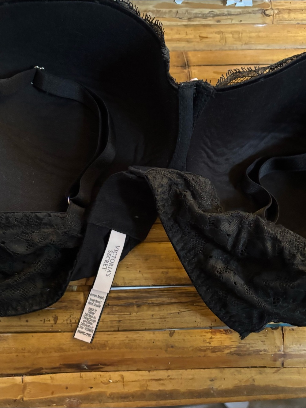 Victoria's Secret Black Lace Push-Up Bra with Floral Overlay - Picture 2 of 2